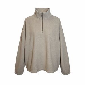 Babaton Oatmeal Wool Blend Half Zip Oversized Sweater Cozy Aritzia Small